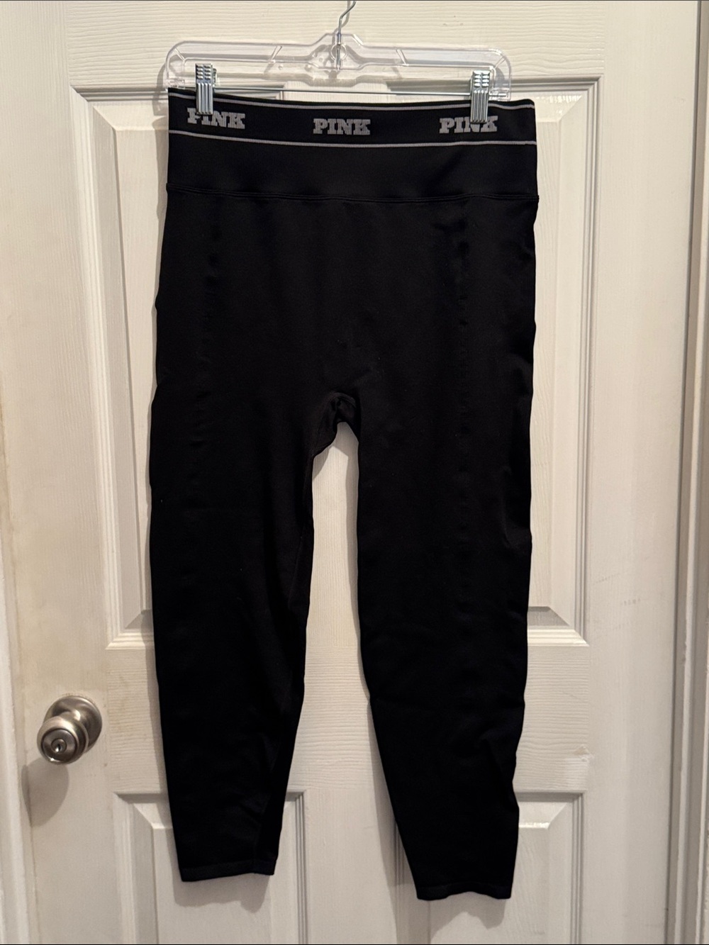 VS PINK Black Yoga Leggings | XL | Wide Logo Waistband | Like New